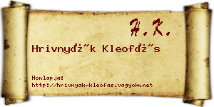 Hrivnyák Kleofás névjegykártya